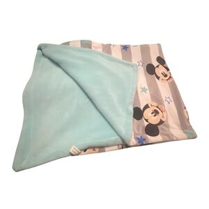 Disney Mickey Mouse Reversible Baby Blanket Gray and Blue